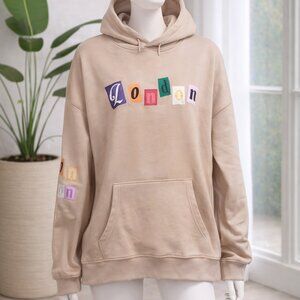NO COMMENTS /Beige Hoodie with Vibrant London Design size XL